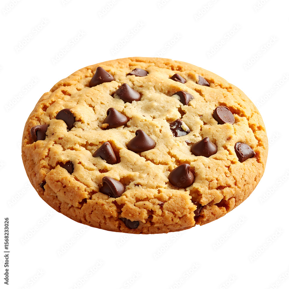 Poster light brown cookie with chocolate chips bumps isolated on transparent background close up 3d render