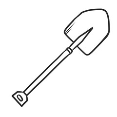 Hand-Drawn Doodle of a Garden Shovel or Spade for Digging and Planting