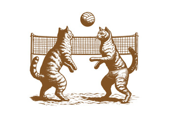 Fototapeta premium Animals Surfing Engraved Hand Drawn Natural Illustration Vector Isolated by AZ for Books, Arts, Design and Decoration Graphic Asset