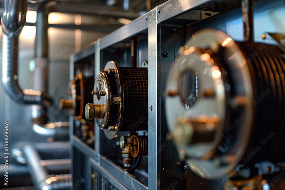 Aufkleber closeup of a control panel with analog gauges measuring and showing data