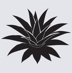 tropical bromeliad silhouette vector art illustration