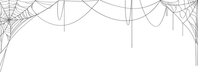 Halloween Cobweb frame border, spider web Vector Isolated on Transparent Background. Vector eps