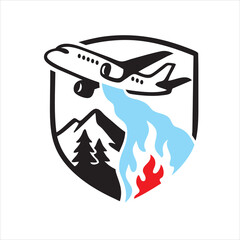 Aerial Firefighting Logo Wildfire Rescue, Forest Protection, and Firefighting Aircraft Icon