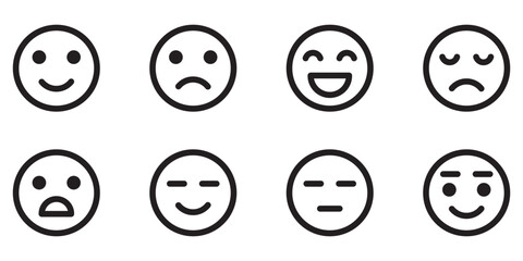 mixed emoji face expression set . Emoji faces collection. Emojis flat style. eps 10 