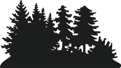 Forest Tree Silhouette Vector – Pine Woodland Landscape Scene Illustration