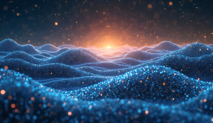 Digital Intelligence Landscape Scene – Abstract Technology Design with Neon Light Effects, AI Neural Data Environment, Ultra Detailed Cyber Landscape, No Text Elements