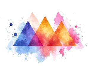 Colorful gradient watercolor vector triangles