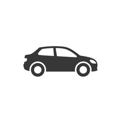 An illustration of a gray car against a black background, perfect for transportation icons or vehicle design projects, showcasing a simple and clean automotive symbol.