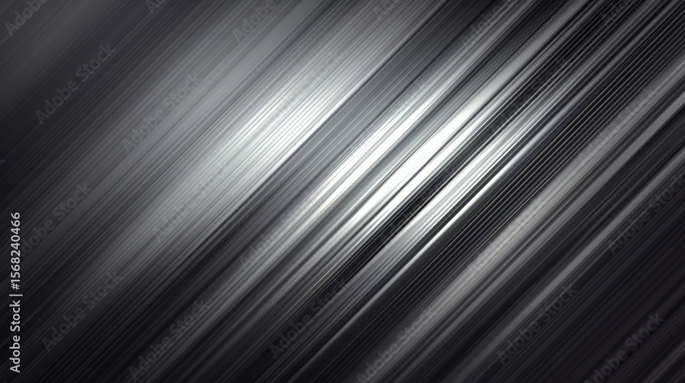 Poster black and white image of a line of silver and gray stripes. the image has a moody and abstract feel 