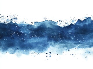 Dark blue hand drawn watercolor night sky with stars Circle shape Monochrome watercolour cosmic