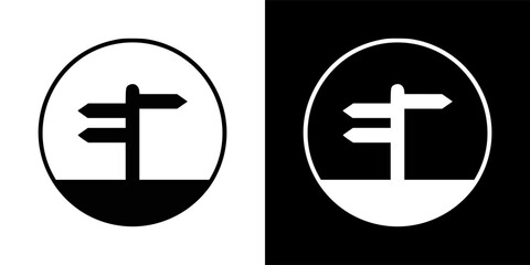 Obraz premium Simple Black and White Road Sign Vector Graphic