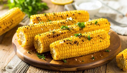 Grilled corn on a wooden board (1)