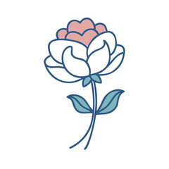 Obraz premium Pink rose flower vector illustration with leaves and petals, perfect for floral design and nature-inspired art