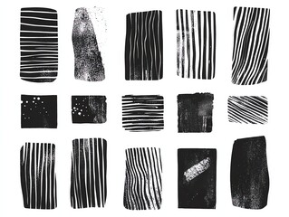 Linocut vector relief printing rectangle shapes