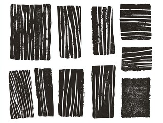 Linocut vector relief printing rectangle shapes