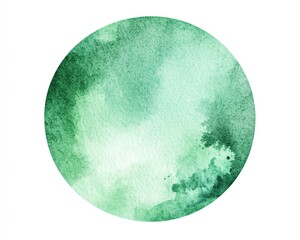 Mint green gradient watercolor circle isolated on white Abstract round shape background Watercolour stains aquarelle texture