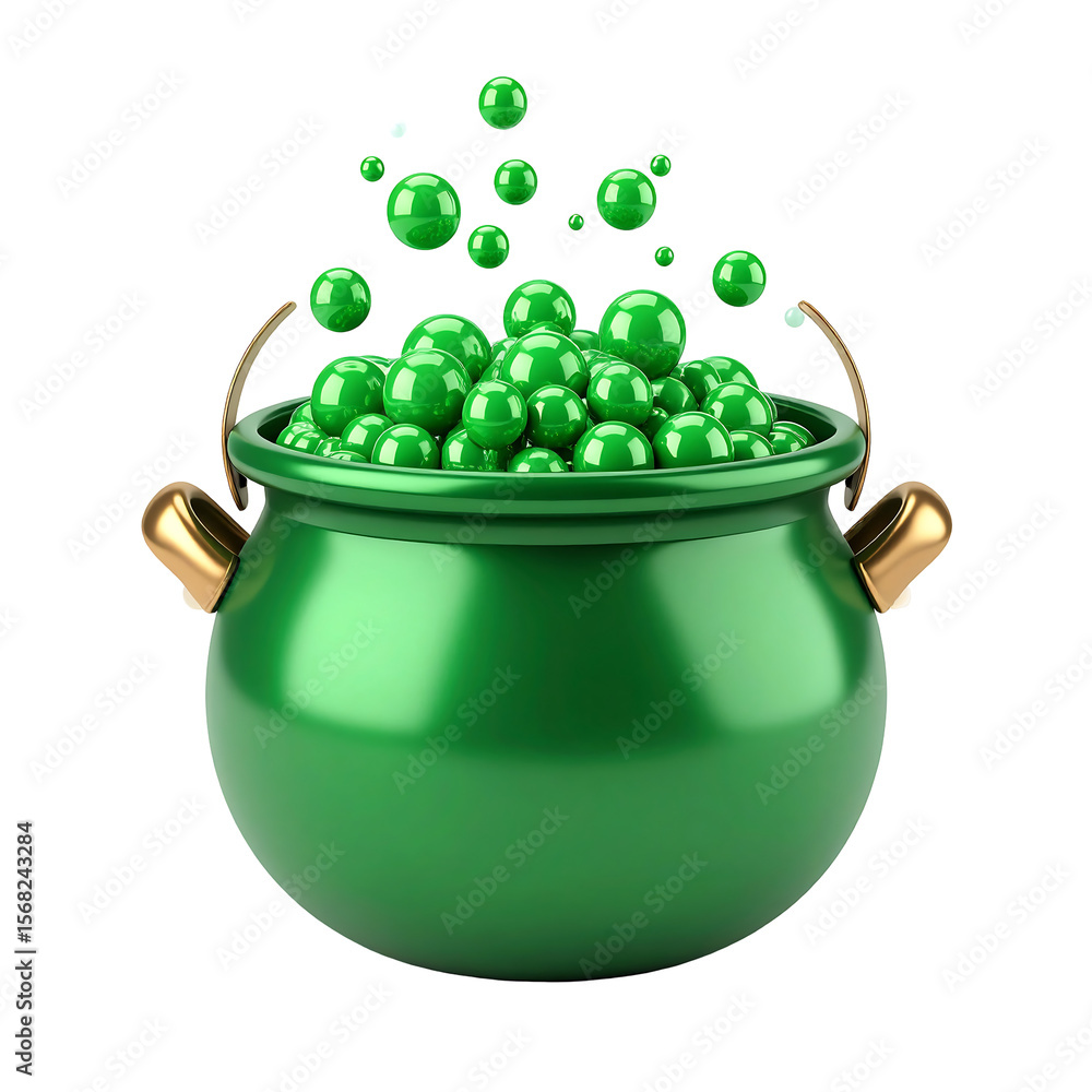 Aufkleber mint cauldron bubble icon with smooth orbs stylized brewing effect on transparent background