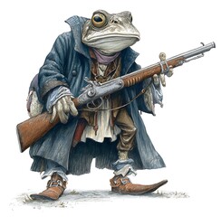 A fantasy character concept art of an anthropomorphic frog