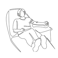 One continuous single drawing line art flat doodle hospital, patient, blood, woman, blood donation, medicine. Isolated image hand draw contour on a white background, hand drawn, not AI