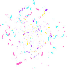 Festive Confetti Elements Bright Confetti on a Transparent Grid. Versatile for Graphic Design, Web Banners, and Any Event Requiring a Pop of Color.
