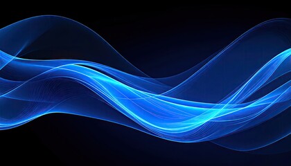 Naklejka premium Abstract blue waves on black background