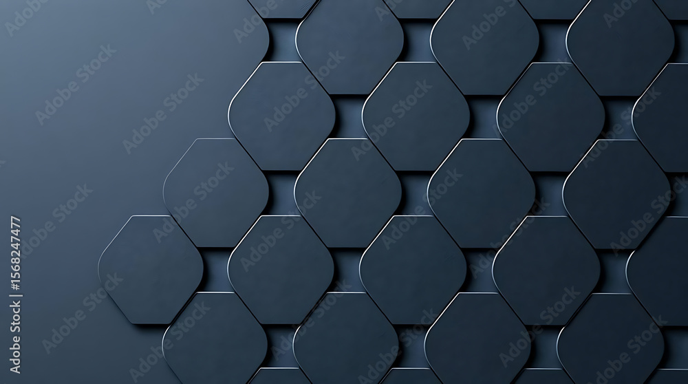 Poster a dark geometric pattern of hexagons creates an abstract background