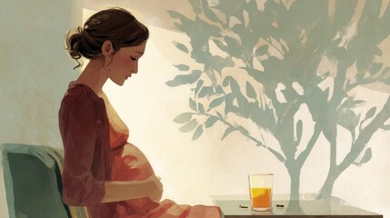 pregnant woman drinking tea