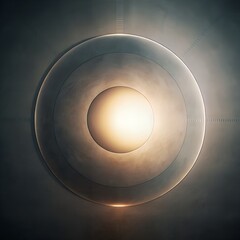 Circle highlight of soft light on neutral wall texture, moody photo with central text zone
