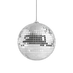 A mirrored disco ball hangs