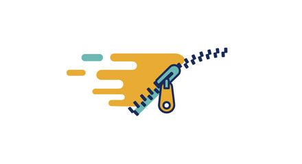 Fast zipper with motion lines against a white background