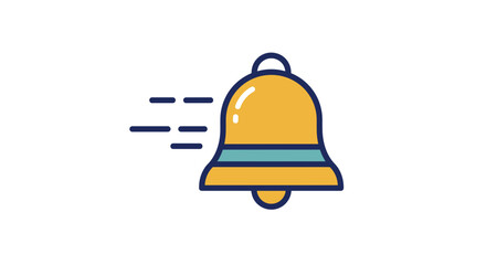 Fototapeta premium Yellow bell icon with movement lines