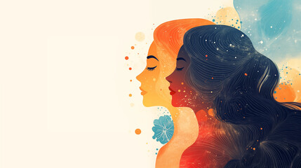 Woman profile with Empty Space for Text