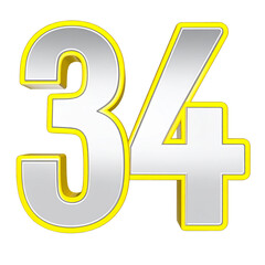 Stylized 3 d number 34 graphic design element