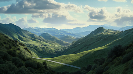Beautiful Green Landscape with hills and mountains