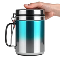 Teal and gray gradient stainless steel lunchbox