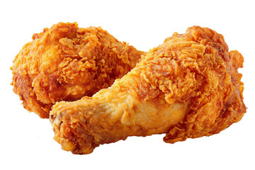 Delicious fried chicken drumsticks crispy golden brown on white background, fried chicken, chicken, drumstick, crispy, golden brown, fast food, junk food, comfort food, unhealthy food, meat, poultry, 