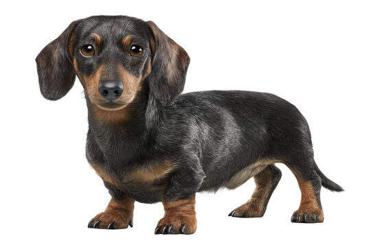 Digital illustration of a cute black and tan dachshund dog on black background, dachshund, dog, puppy, cute, animal, pet, canine, breed, portrait, isolated, black background, illustration, digital art