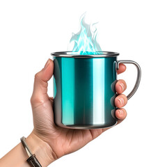 Teal metallic mug with splash of liquid