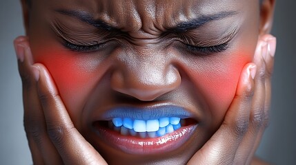 Close-up of a person experiencing facial pain.