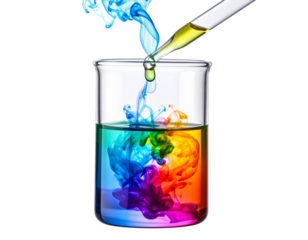 Colorful Chemical Reaction in Beaker with Dropper Inserted, Transparent PNG