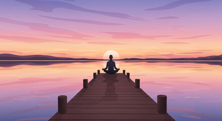 Tranquil Meditation at Sunrise: Celebrating International Yoga Day on a Serene Lake