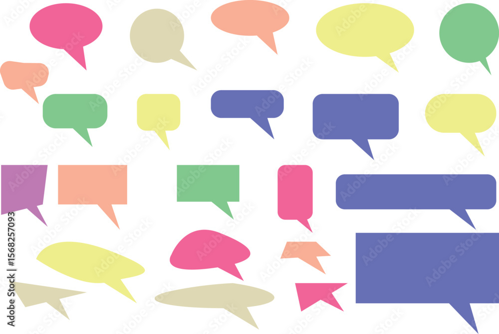 Poster empty speech bubble collection. white cartoon text box set. set of comment speech bubble on color ba