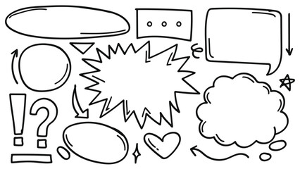 Collection hand drawn lines doodle cartoon elements vector illustration