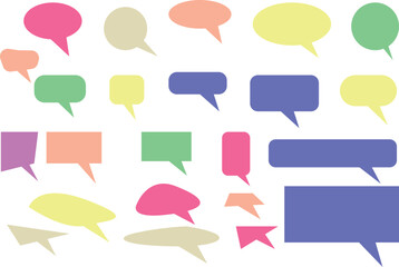Empty speech bubble collection. White cartoon text box set. Set of comment speech bubble on color  background.