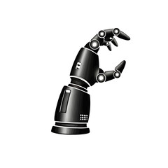 Monochrome Mechanical Arm Symbol for Technology. (AI Generated)