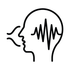 Speech Analysis Icon with Sound Wave and Human Profile