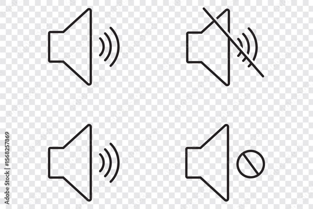 Poster sound volume icon set. mute and unmute volume sound icon vector isolated on white background.