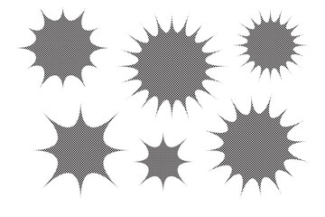  Abstract cartoon doodle starburst collection with halftones.