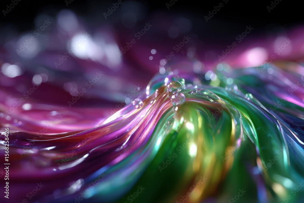 Poster colorful waves of liquid formations create a mystical atmosphere in a vibrant setting