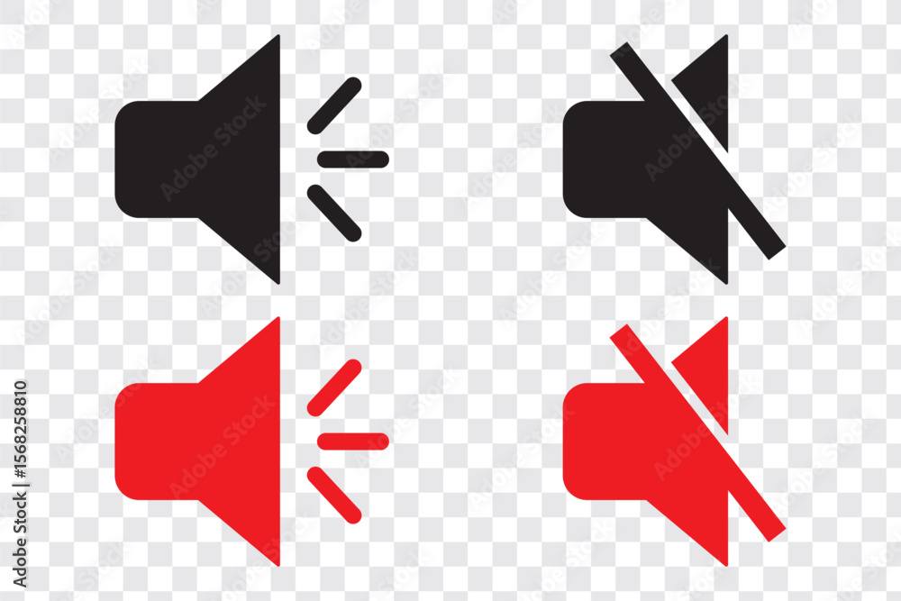 Poster sound on off icons vector in line style . sound volume and mute icon. volume allow and volume prohib